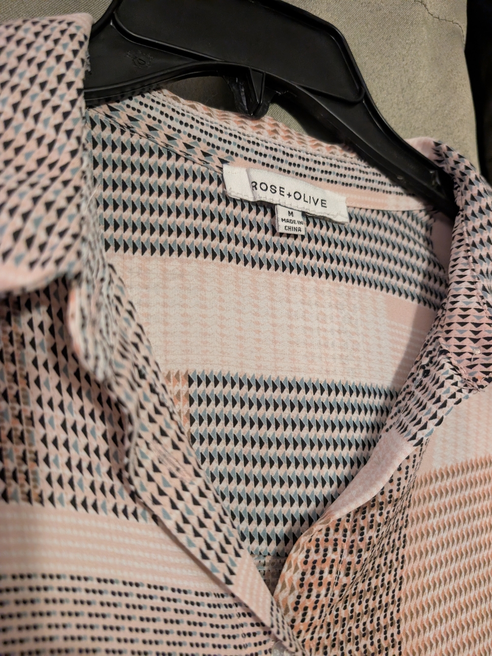 Rose + Olive Pink Patterned Women's Button-Up Top